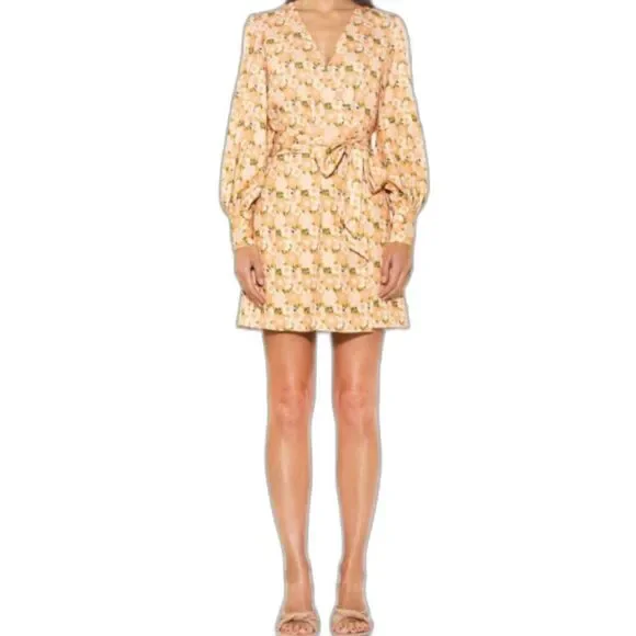 ALEXIA ADMOR Arya Button-front Wrap Dress In Summer Floral Cream Size 8 NWT - Picture 2 of 10